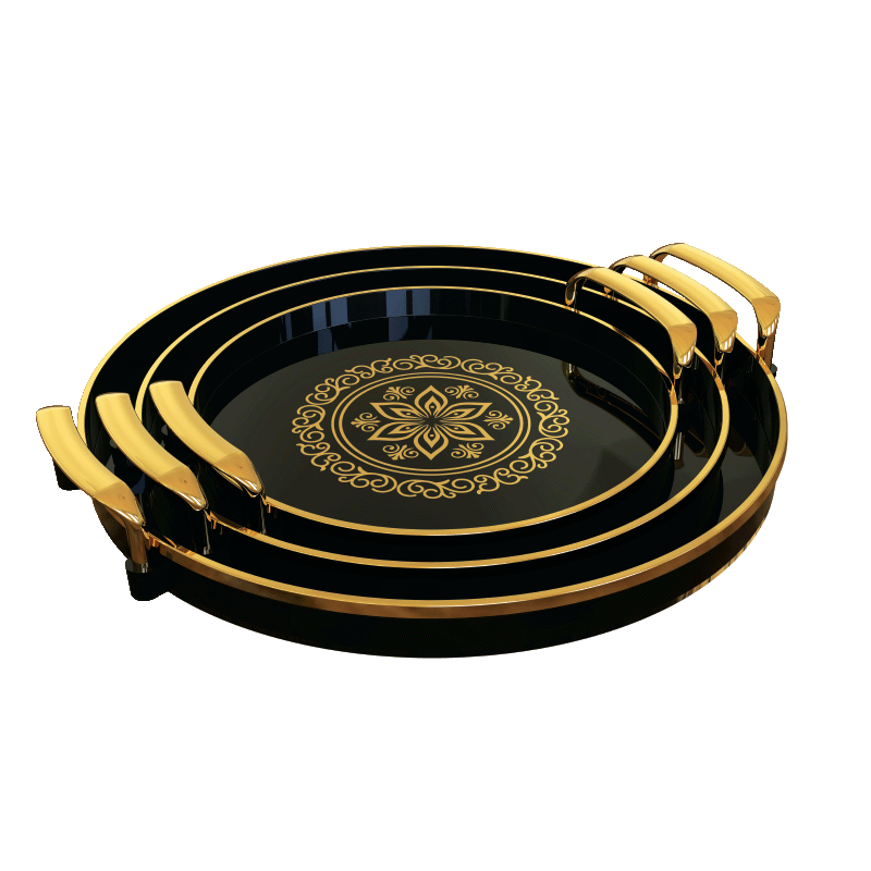 صينية تمارا الذهبية المدورة 3 قطع KM0258-40