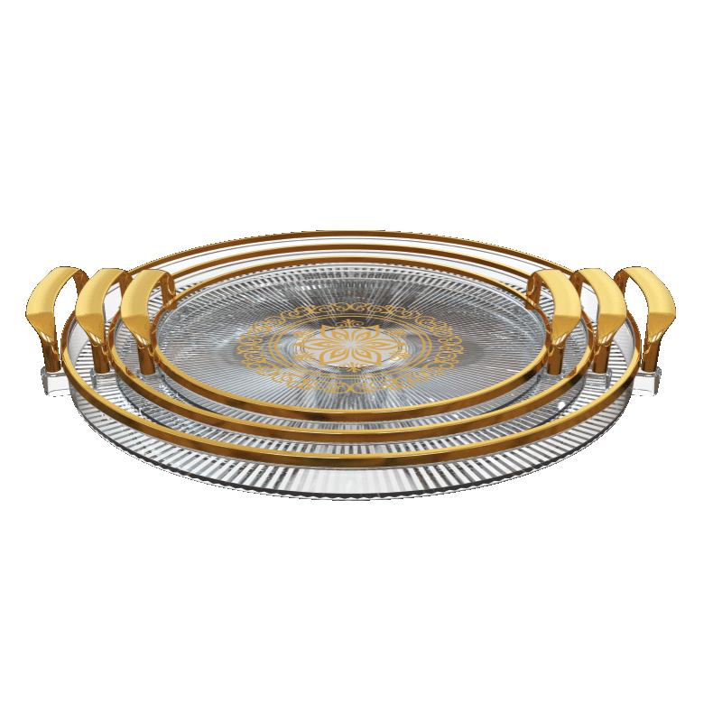 صينية تمارا الذهبية المدورة 3 قطع KM0258-40