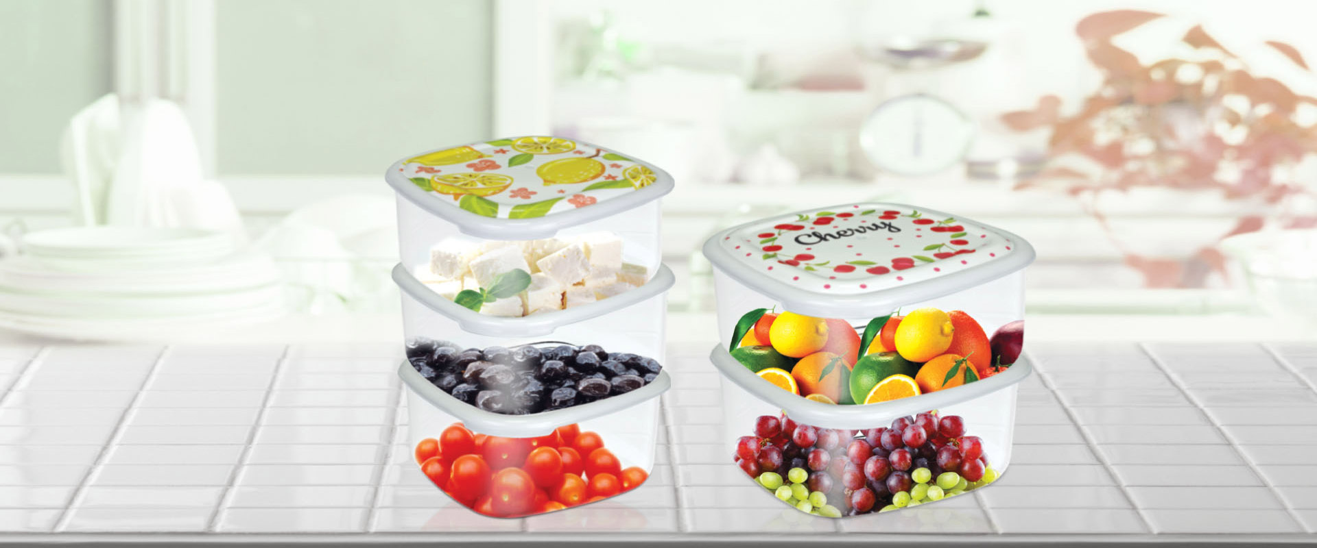 Desenli Kapak Saklama Kabları