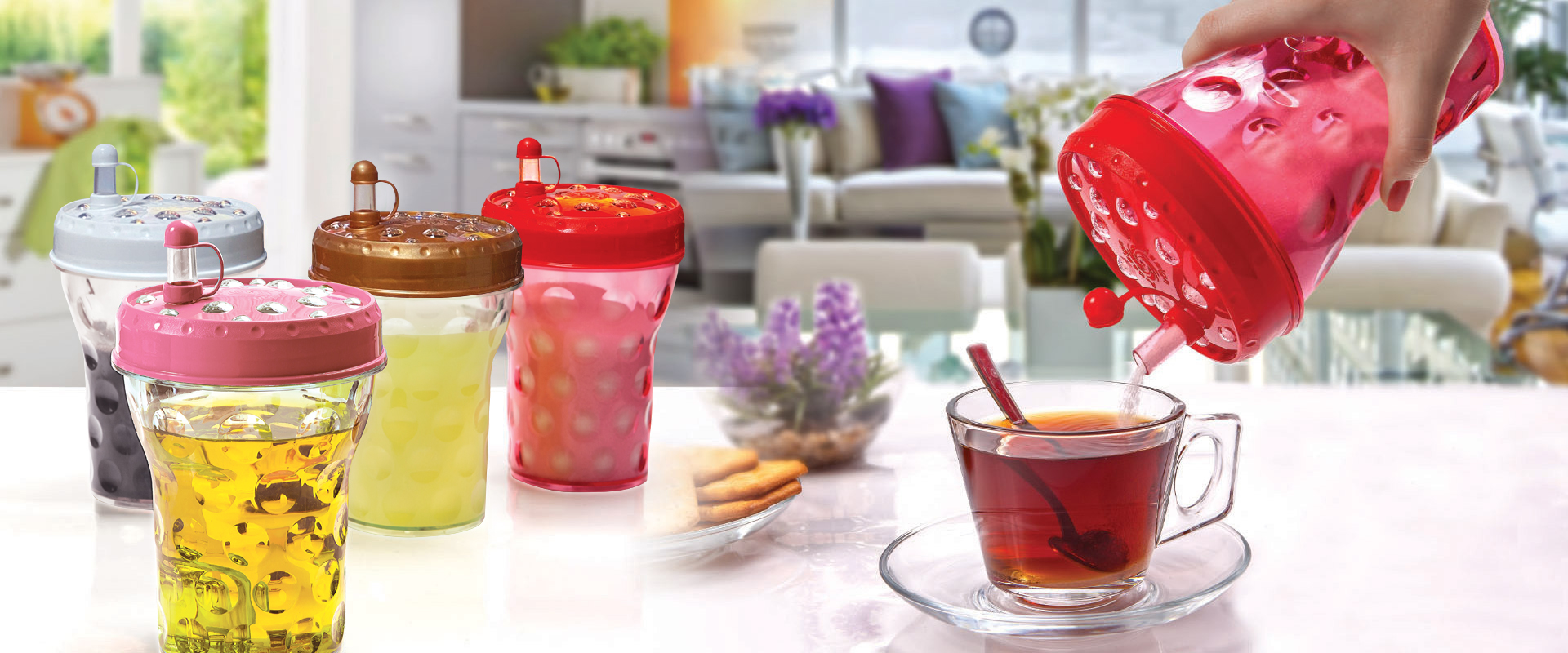 Renkli Kapaklı Bardak Şekerlik